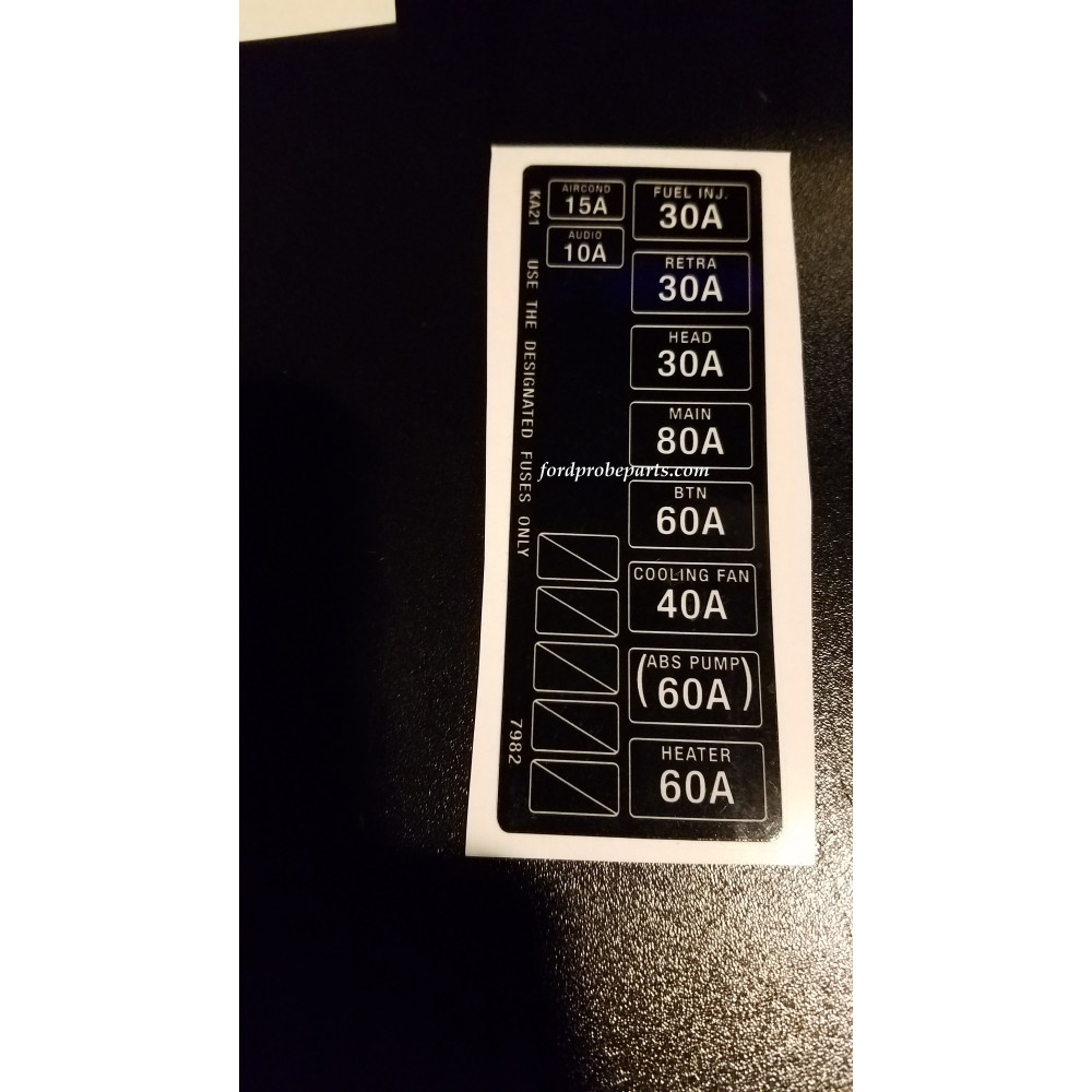 1st Gen under hood fuse box  replacement label