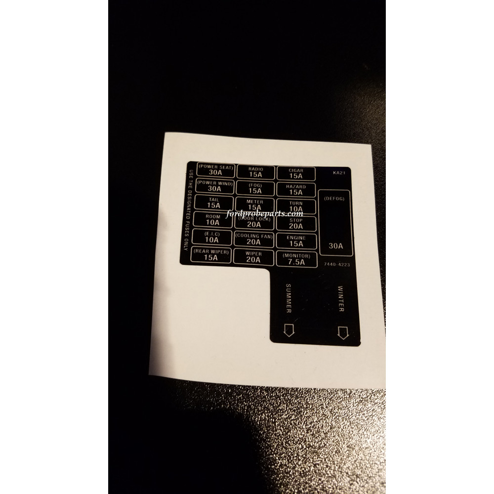 1st Gen under dash fuse box replacement label